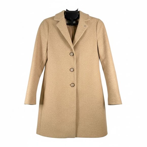 Calvin Klein Women's Camel Single Breasted Peacoat Jacket - Picture 2 of 12